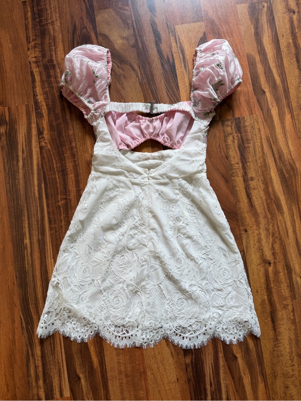 For Love & Lemons White and Pink Lace Mini Dress - Picture 6 of 8